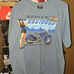 VINTAGE Y2k HARLEY DAVIDSON MOTORCYCLE DOUBLE PRINTED Oakland California Sz.xl