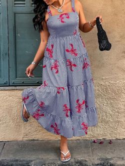 Plaid lobster print dress