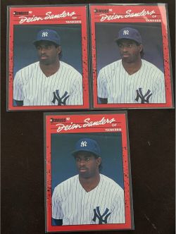 DEION SANDERS MLB ROOKIE LOT W/ 2 ERRORS NO DOT AFTER INC NM 1990 DONRUSS RC