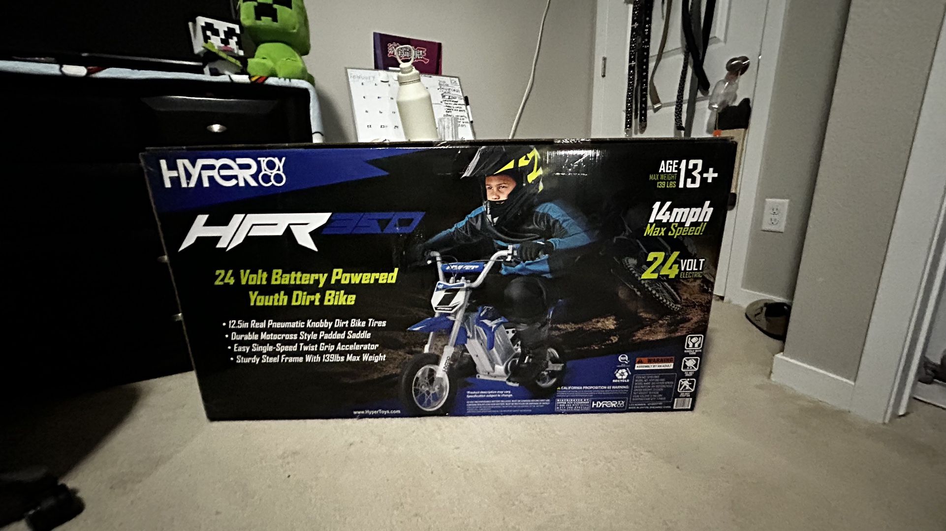 Blue Hyper Toys 24V 350 Electric Dirt Bike For Kids