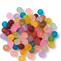 Craftdady 500Pcs 6mm Transparent Frosted Glass Beads Tiny Crystal Glass Round Loose Spacer Beads Random Mixed Colors for Jewelry Making Hole: 1mm