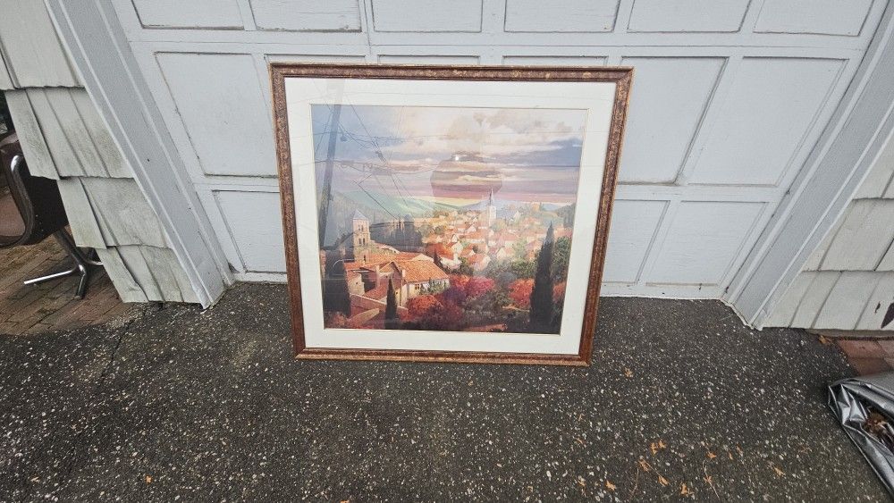 Large Vintage Framed Scenic Print
