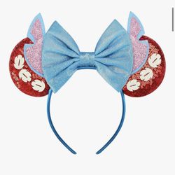 Sequin Lilo And Stitch Mouse Ears Headbands for Women Girls Boys, Glitter Bows Headband for Kids Adults Birthday