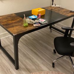 Long 6’ Desk And Office Chair 