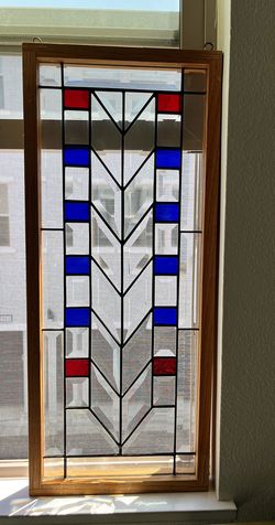 stained glass panel Geometric Design 12/26 Inches