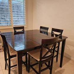 High Expandable Dining Room Table With Chairs 