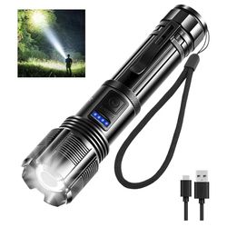 Rechargeable  Flashlight: Ultra Bright High-Lumen LED Beam with USB-C Charging, Heavy Duty Mid-Size Torch for Home Power Outage, Car Emergency