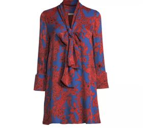Alice + Olivia Women's Sm Gwenda Tunic Dress Blue Red Floral Neck Tie Long  Slv for Sale in Queens, NY - OfferUp
