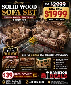 👑 Luxury Solid Wood Sofa Set – Premium 2 Piece Set