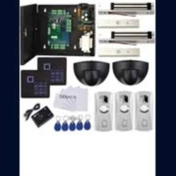 Magnetic Lock Exit Motion Sensor 2 Doors TCP/IP Access Control System Kits Keypad Reader Control Board 110V Power Supply Box USB Enroll Reader RFID Ca