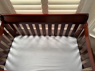 Cherry Wood Baby Crib with Mattress
