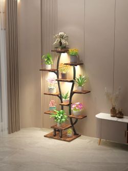 (Vase Shape) Plant Stand Indoor with Grow Lights, Indoor Plant Shelf, Metal Plant Flower Holder Stand, Vase Shape Plant Rack for Home, Patio,Plant Sta