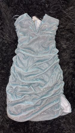 Blue Silver Glitter Ruched Mini Dress (fashion nova) never used