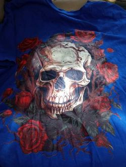 Red Roses/Skull shirt. Blue. Mint. 2x. $10 OBO.