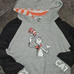 Dr. Seuss Toddler Boys Gray Cat in The Hat Pullover Hoodie 5T