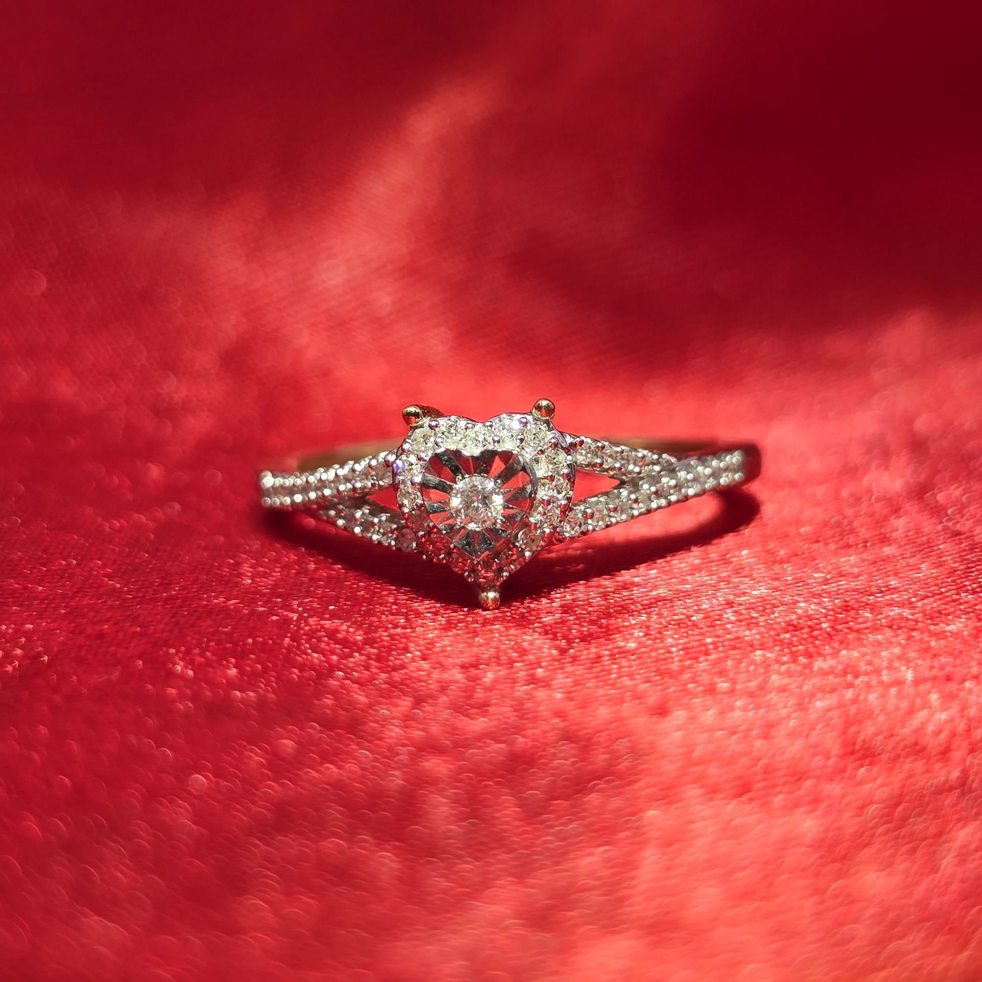 10k Yellow Gold Diamond Heart Ring 0.15 ctw