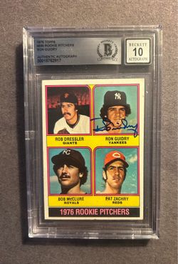 1976 Topps #599 Ron Guidry rookie card w/ on card auto