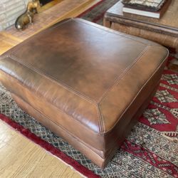 Brown Leather Ottoman