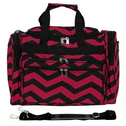 16” Carry On Duffle Bag w/ Shoulder Strap - Fuchsia Black Chevron