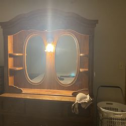 Sturdy, Strong Dresser With Mirror And Light