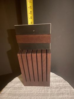 Brand-New Dark Wood Knife Block Heavy Duty Leather/Aluminum Plate - Drawer/Wall