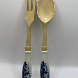 Vintage Delft Style Windmill Serving Utensils