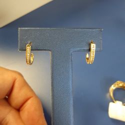 Earrings  14k  Diamond 19, 2.1gr
