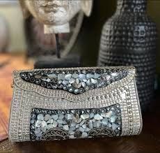 Silver Mosaic Purse, Brand New Metal Vintage Clutch 