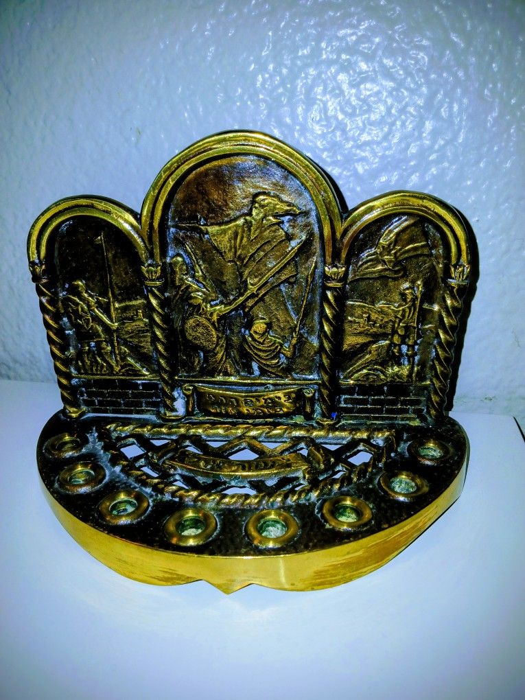 1950s Nordia Menorah Brass Bronze Judaic 