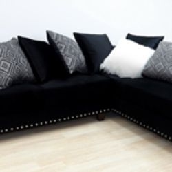 Gorgeous Black Colored Sectional with Studs