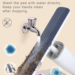 Sponge Mop for Floor Cleaning with Always-Soft Biodegradable PU Mop Head - Easy Clean Heavy Dust and Pet Hair, Wet Dry Squeeze Roller Mop Safe on All 