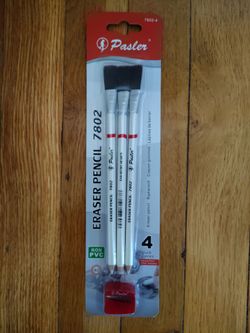 Pasler Eraser Pencil 7802 Perfection Detail 4-Piece Set with Brush & Sharpener