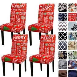 4 Pack Chair Covers Christmas Red New Dinner Decor