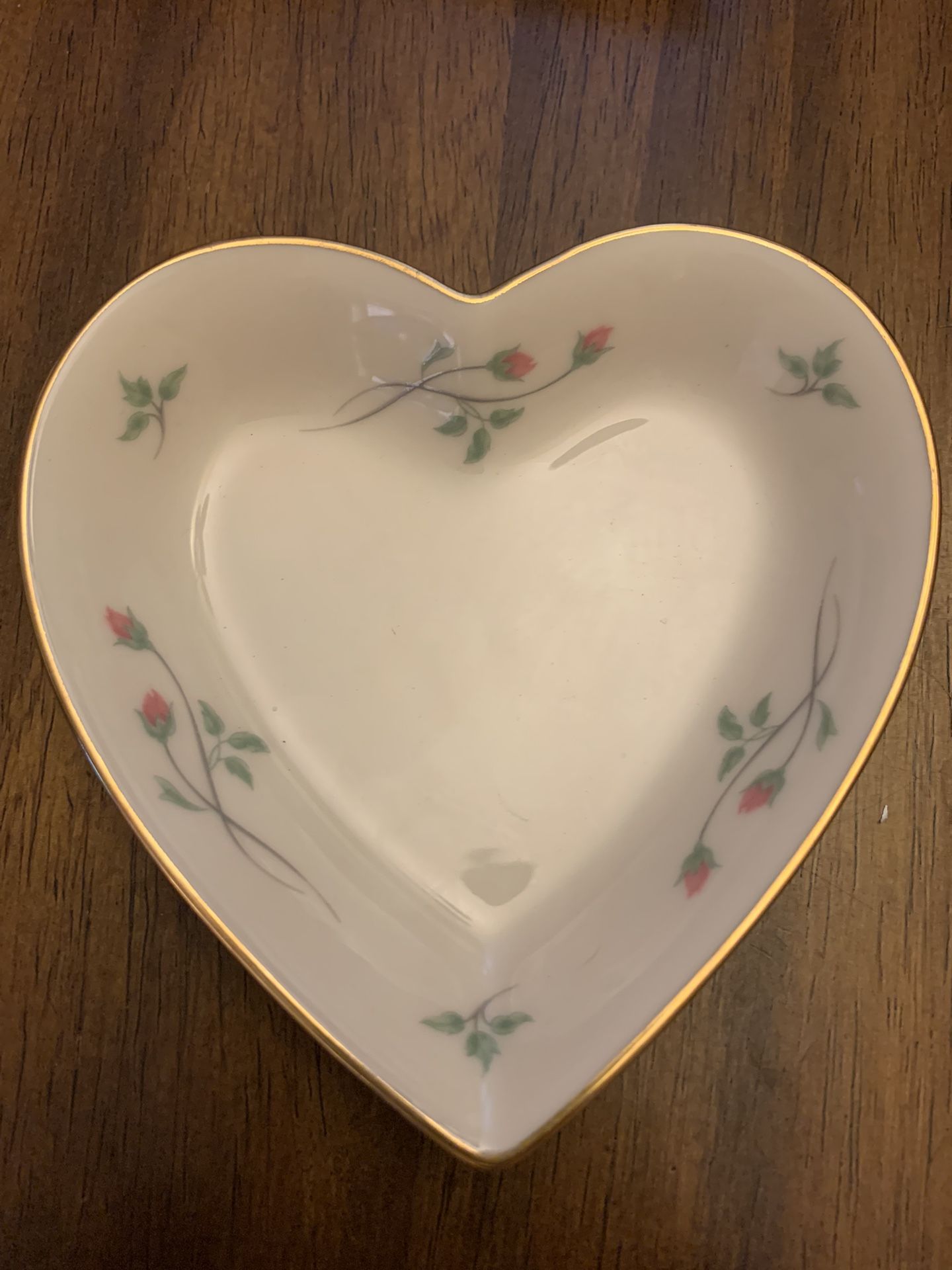 LENOX "Rose Manor" Heart Shaped Dish Decorated With 24K Gold - Made in the USA