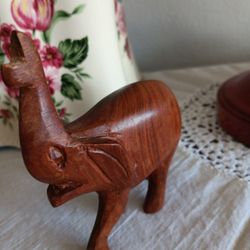 Vintage Hand Carved Trunk Up Elephant 3.5x4