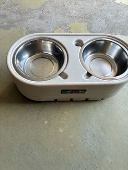 Dog elevated feeding bowls with storage