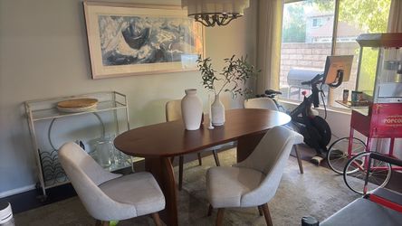 Mid-Century Oval Dining Table with 4 Chairs