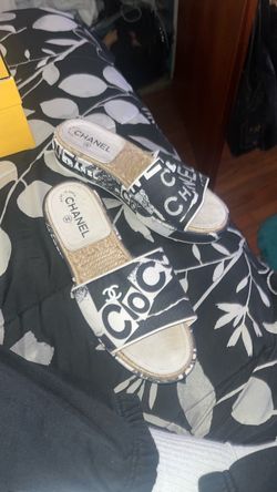 Chanel Espadrille Slide Sandals