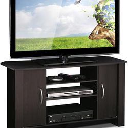 TV Stand Entertainment Center, Espresso  Concealed doors provide a hidden storage space to keep loose stuff such as for DVDs, games and CDs Open stora