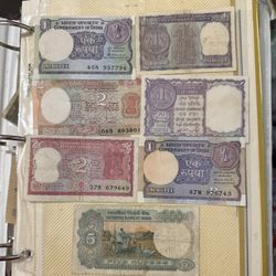 Old India Antique Rupee 7pcs Bank Notes