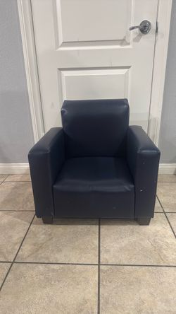 Blue Kids Faux Leather Accent Chair