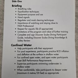 Scuba Diving PADI Instructor/ DM Cue Cards