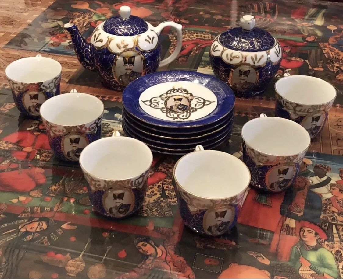 Vintage Persian Qajar Tea Service for 6.