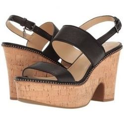 NEW COACH QUARTZ SOFT MILLED SADDLE LEATHER WEDGE SANDAL 