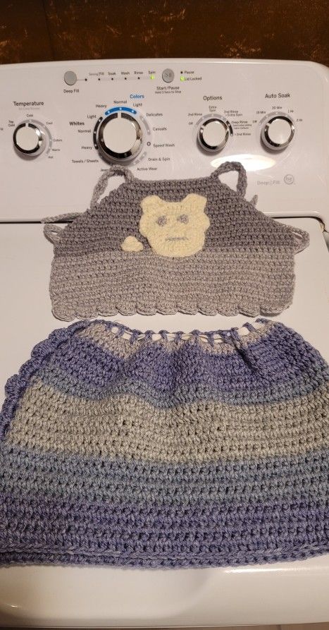 Traje De Falda De Gancho Echo A Mano Para Niña De 3 Colores Para Un Niña De Un Año 