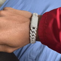 VVS1 Moissanite Monaco Cuban Link Bracelet 12mm 8.5"