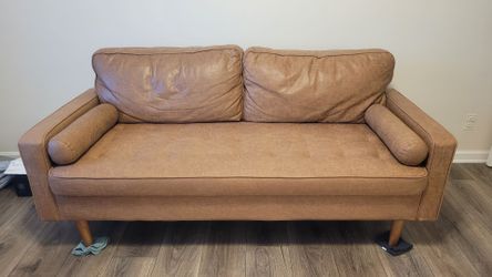 Faux leather loveseat
