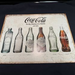 Coca-Cola Coke Distinctive Bottles 1899 To 1957 Tin Metal Sign