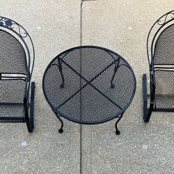 Patio Furniture Conversation Set Outdoor Woodard Briarwood Wrought Iron 2 Rocker Chairs with 30in Coffee Table