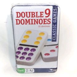 Cardinal Dominoes Double Nine 9 Jumbo Color Dot 55 Pieces In Tin NEW